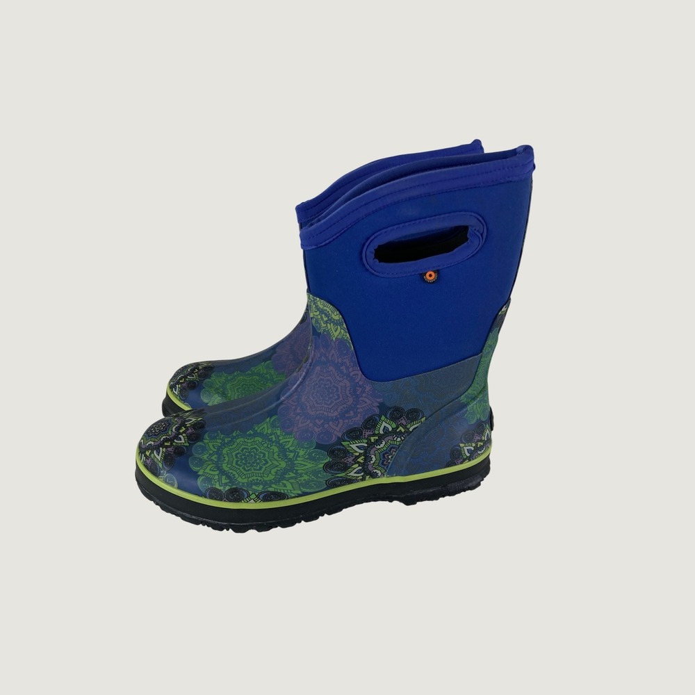 Bogs Classic Mid Mandala Rain Boots Womens 8 Blue Multi  Waterproof